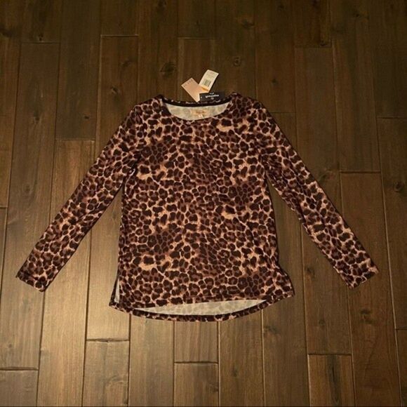 Per Se Supersoft Cheetah Print Top Small NWT - Picture 1 of 5